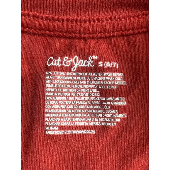 Cat & Jack Kids Girls Apple Print T-Shirt Burgundy Short Sleeve Size Small - Picture 6 of 6